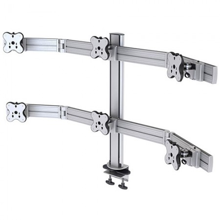Six Monitor Arms - Clamp or Grommet Mount and Adjustable Asides - Six Monitor Arms EGAR-8026W / 8026WG
